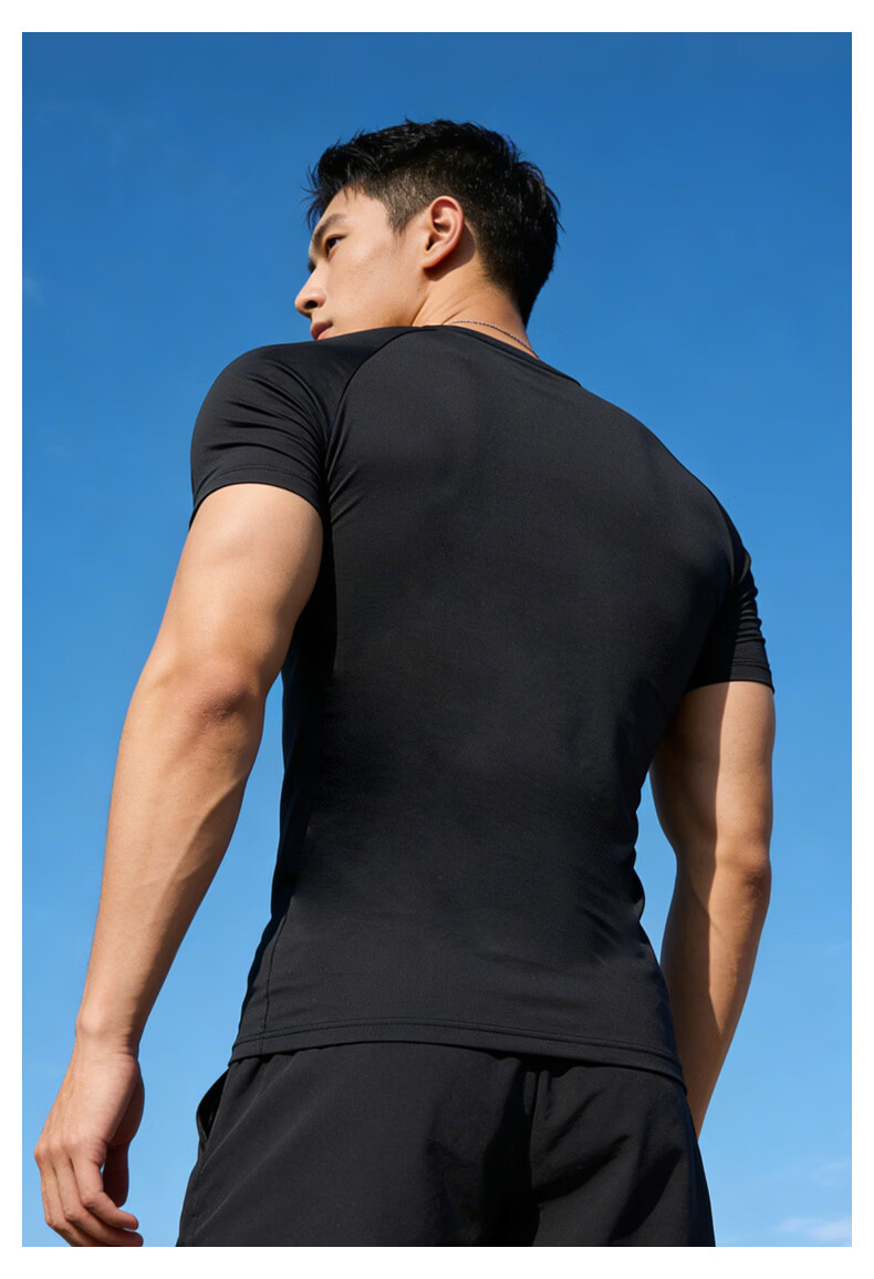 Keep Men's Swim Shirt Professional Sun Protection Hot Spring Swimming Gear Black M 11