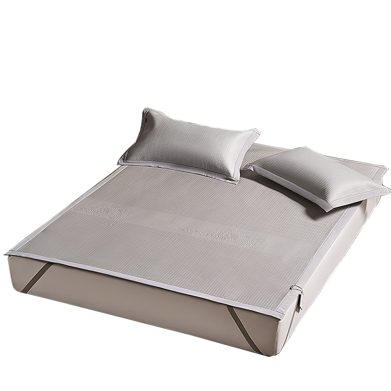 Fengyun [Xingfusong] Ice Silk Bed Mat A-Class Antibacterial Machine Washable Summer Cooling Mat Three-Piece Set Gray Coffee 1.5*2.0m