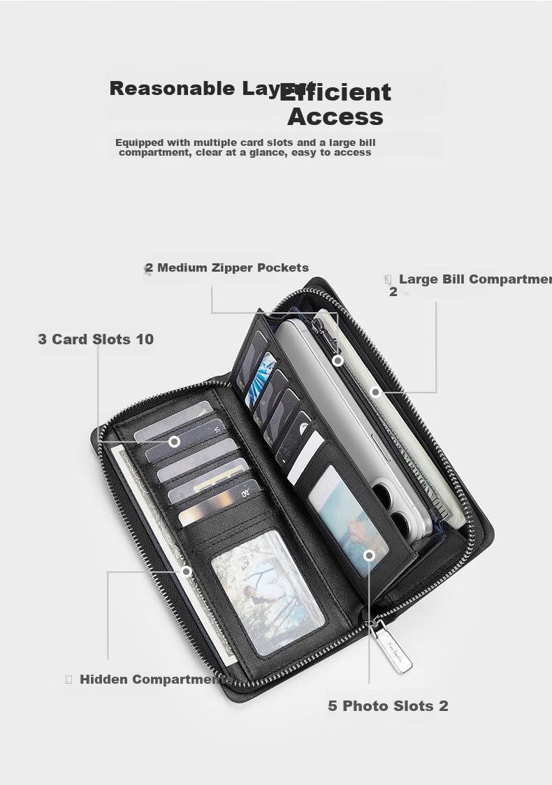 Pierre Cardin Men's PVC Clutch Bag Fashionable Multifunctional Wallet Birthday Gift for Dad 6