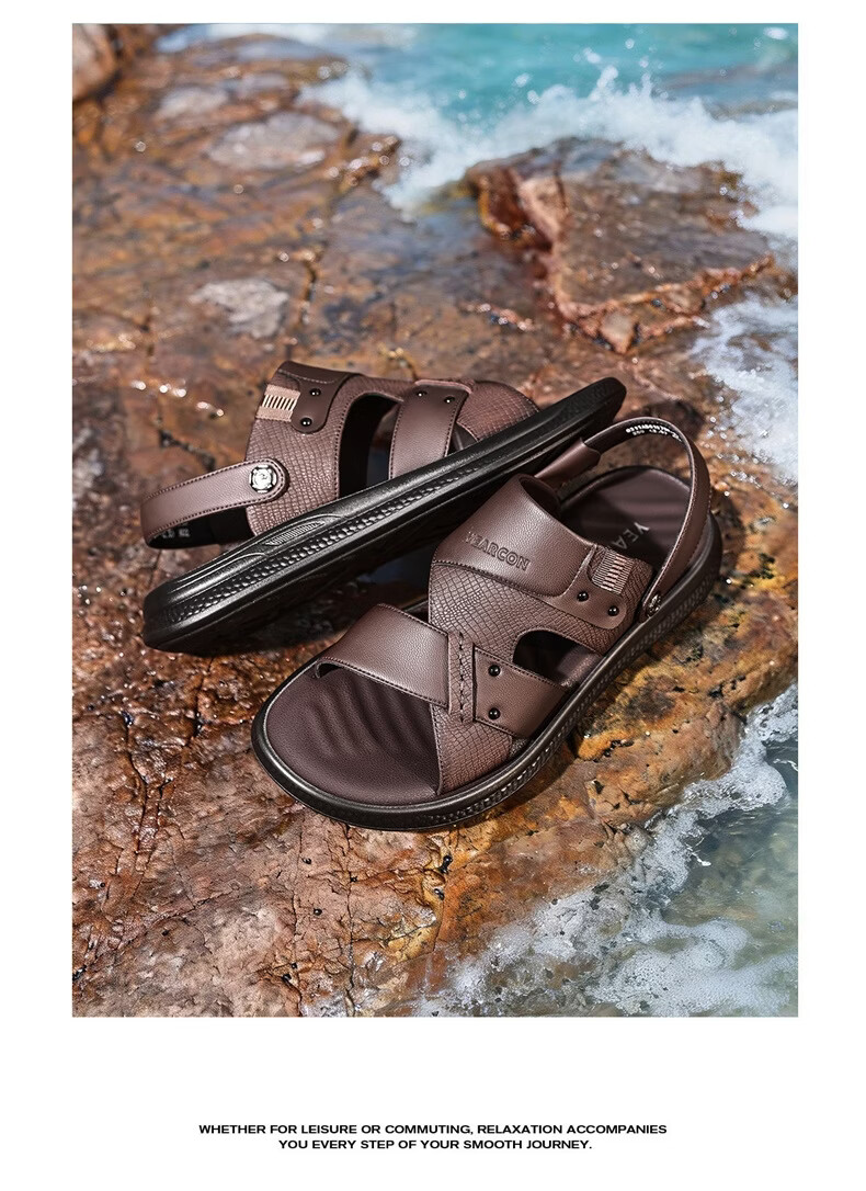 Eierkang Men's Breathable Comfortable Casual Beach Sandals Dual-Wear Driving Slippers 61875W Black Size 42 7