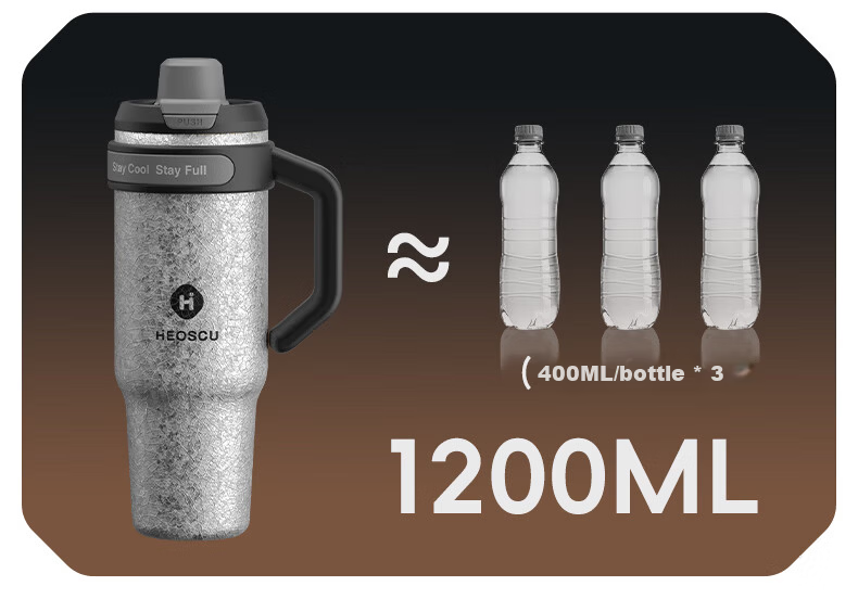 HEOSCU Large Capacity Straw Insulated 316 Stainless Steel Thermos Car Ice Mug Titanium Coated Inner Liner Giant Tea Cup 10