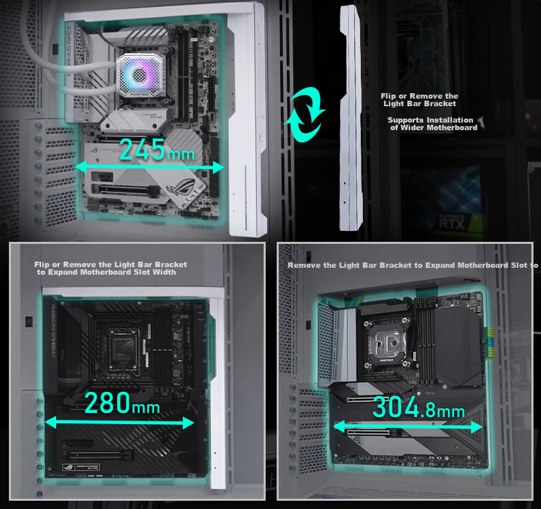 PHANTEKS NV9 White Frameless Full-View Seaview Computer Case (Dual 420/480 Water Cooling, EATX/SSI-CEB, ARGB Dual Channel Lighting Control, Type-C) 13