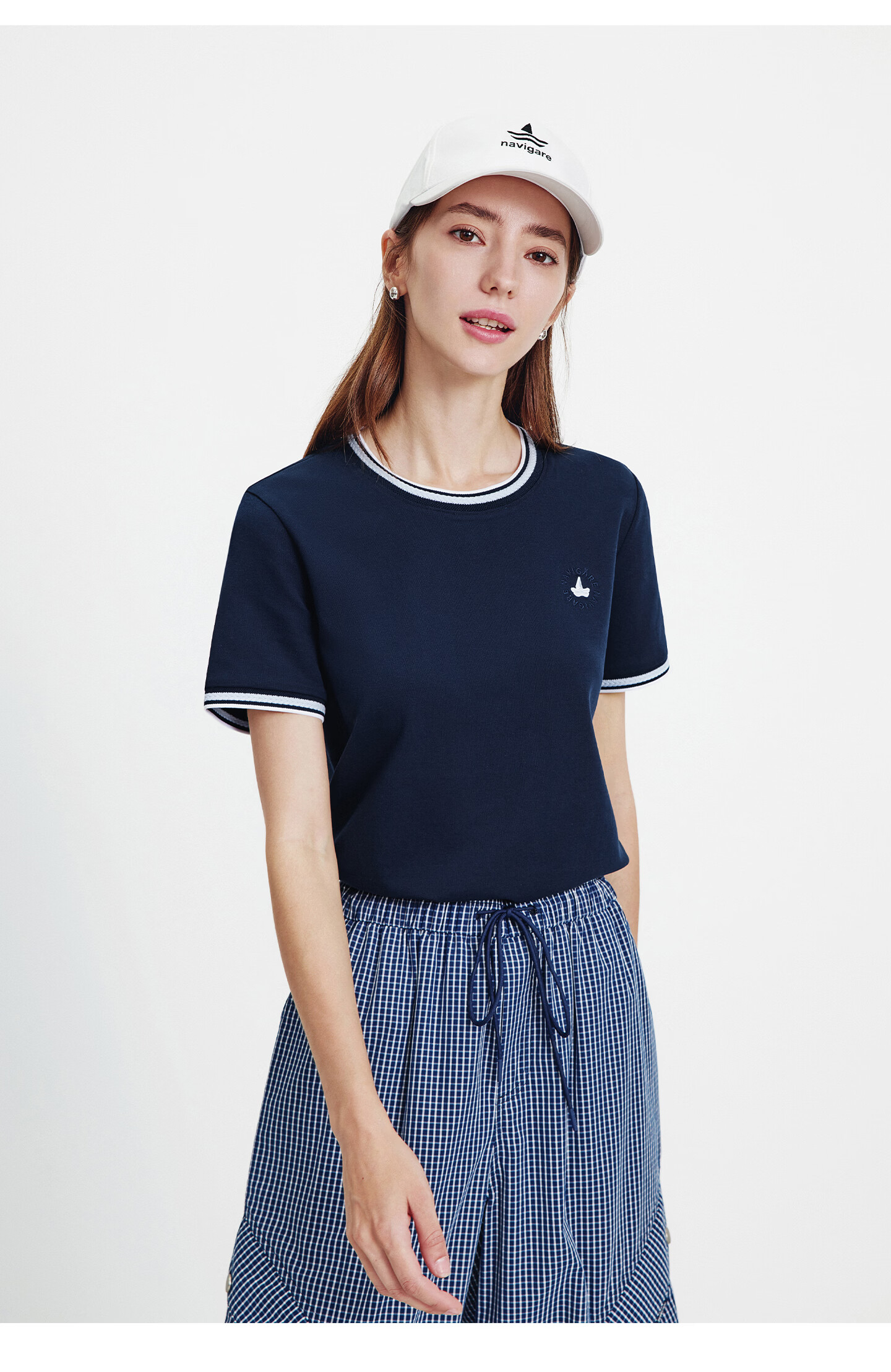 Navigare Small Sailboat Antibacterial Short Sleeve T-Shirt for Women 2026 New Mosquito-Repellent Commuter Casual Crew Neck Top 2325506501 23