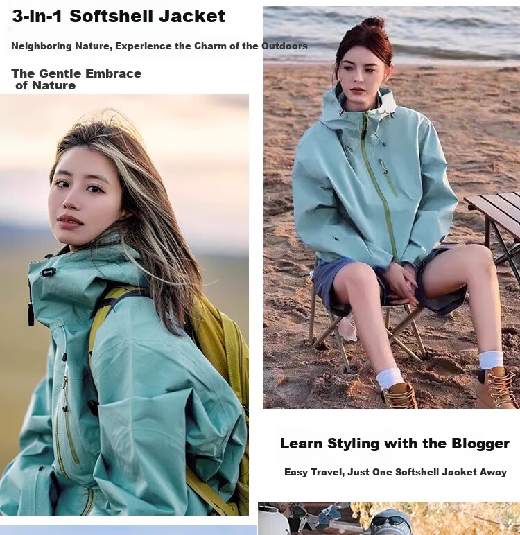 JEEP SPIRIT Outdoor 3-in-1 Waterproof Windproof Hiking Jacket Autumn Winter Couple Mountain Climbing Coat Men Secret Purple M 9