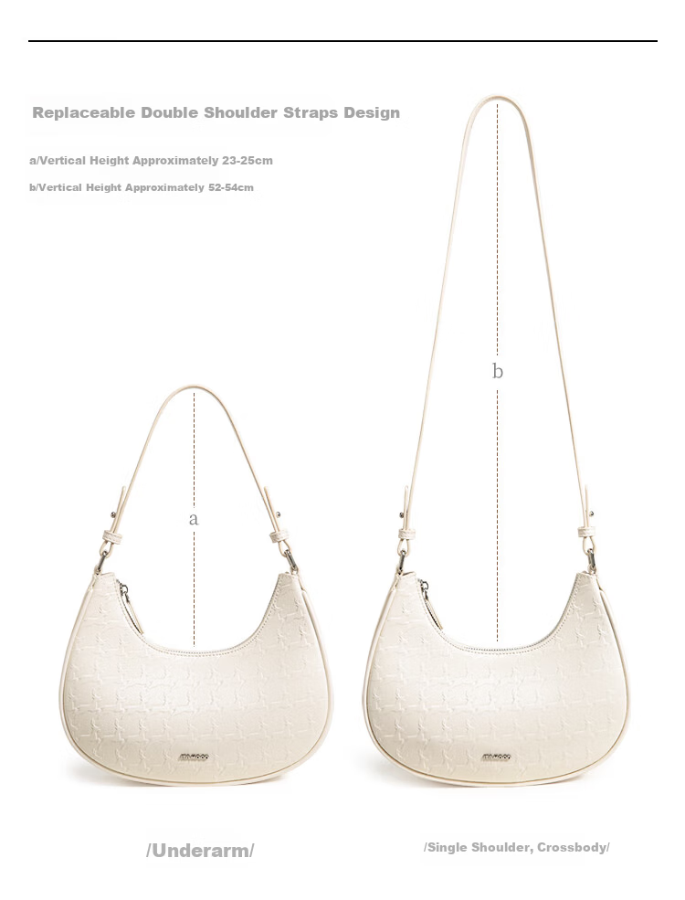 Miaodi 2026 Cowhide Embossed Underarm Baguette Crescent Elegant Workplace Commuter Handbag Crossbody Bag Birthday Gift 31