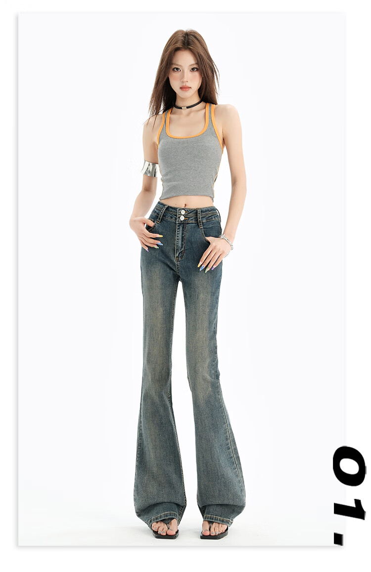 Pierre Cardin Women's Winter Denim Jeans Simple Soft Breathable Casual Slim Fit Straight Wide Leg Retro Blue M 36