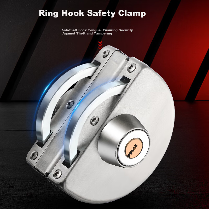 Chugong Glass Door Lock Sliding Glass Lock Double Door No-Drill Stainless Steel Store Central Lock Double Open Door Lock 3