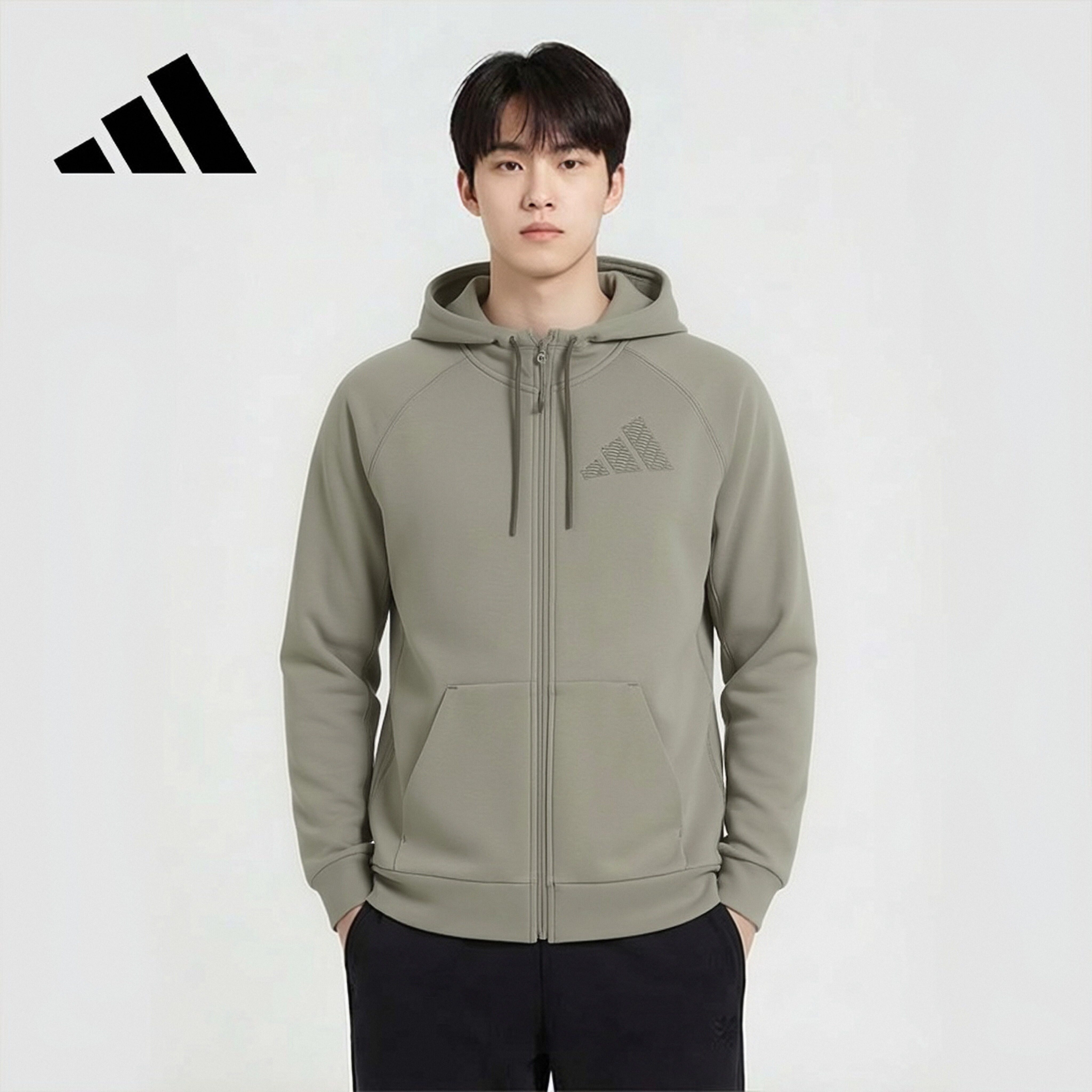 Adidas Men's Knitted Hoodie Jacket Casual Sportswear IW8411 Gray 3XL