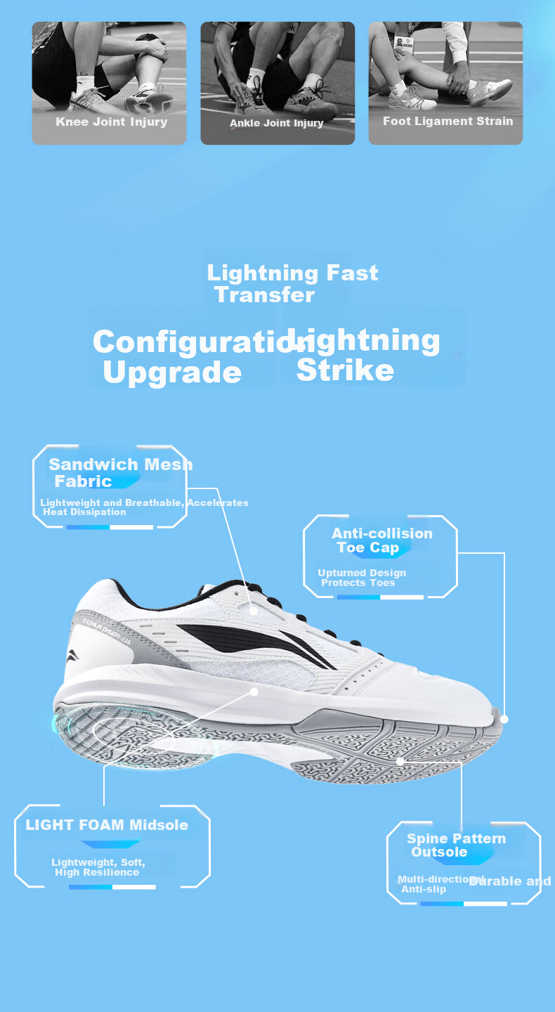 LI-NING Unisex Lightning Professional Badminton Shoes Non-Slip Durable Comfortable Training Sneakers 3