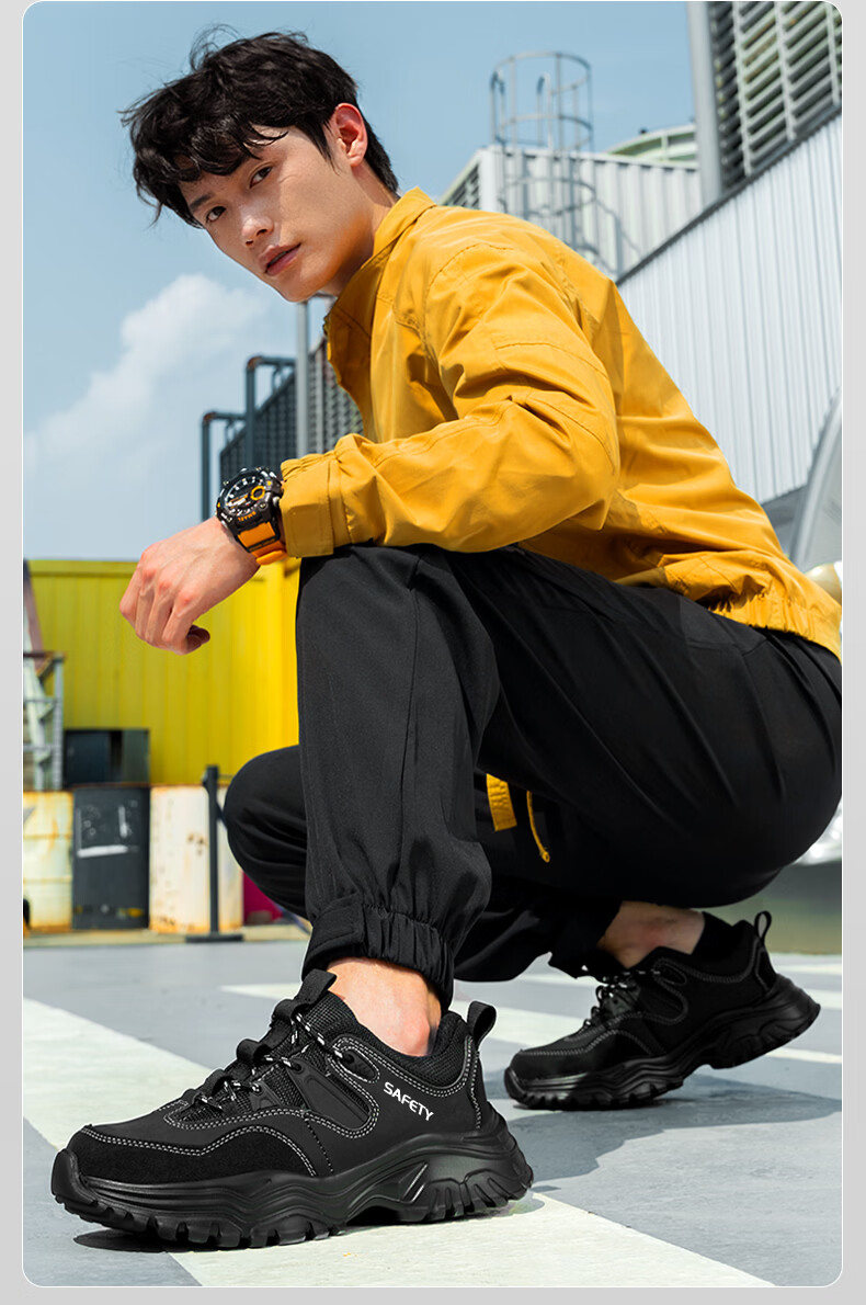 GUYISA Men's Summer Breathable Anti-Smash Steel Toe Anti-Puncture Ultra-Light Comfortable Safety Work Construction Shoes 5003 Size 39 11