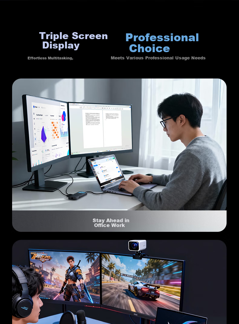 Highsay HM11 Ultra Smart Display 8K Dual Screen Dock HDMI 10Gbps Expansion Hub for Mobile Phones, Gaming Laptops, Apple MacBook Fast Charging Adapter 6