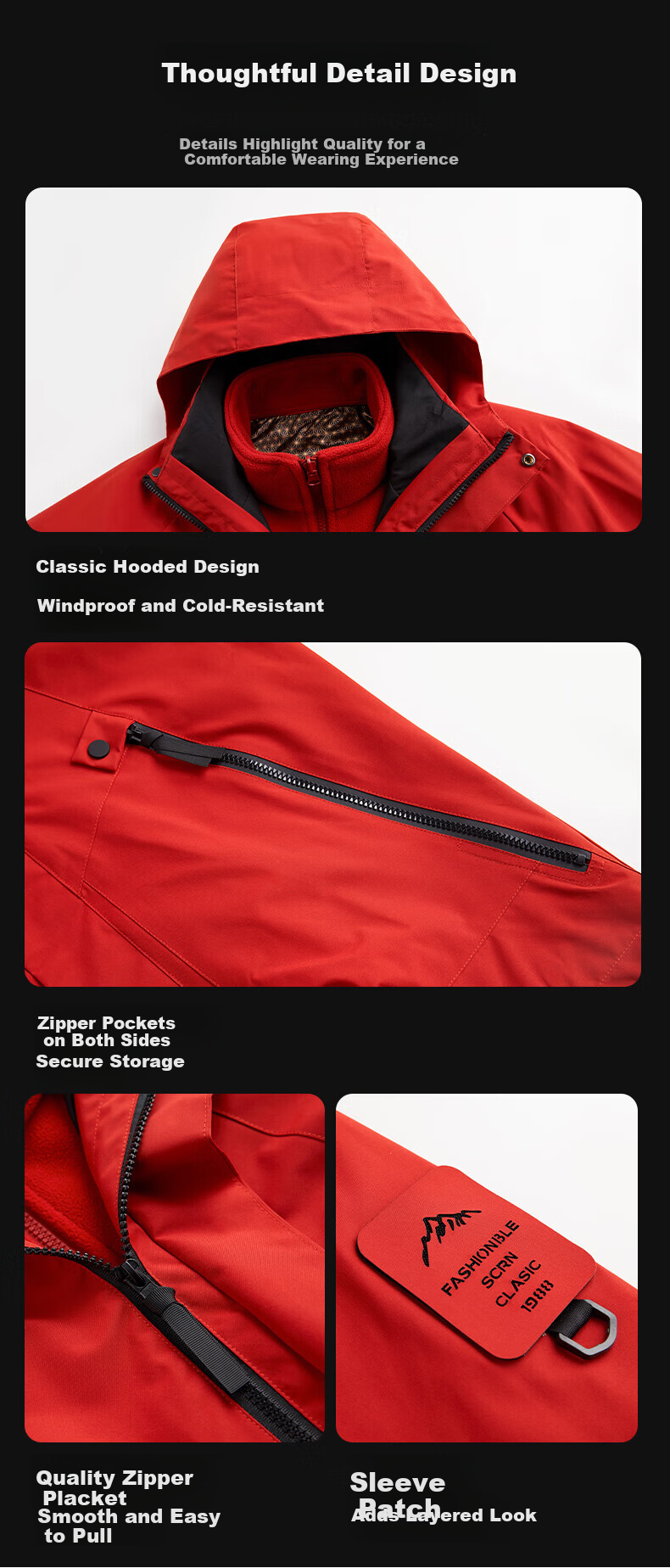 JEEP SPIRIT Men's 3-in-1 Outdoor Windproof Waterproof Mountaineering Jacket Women's Dark Purple XS 2