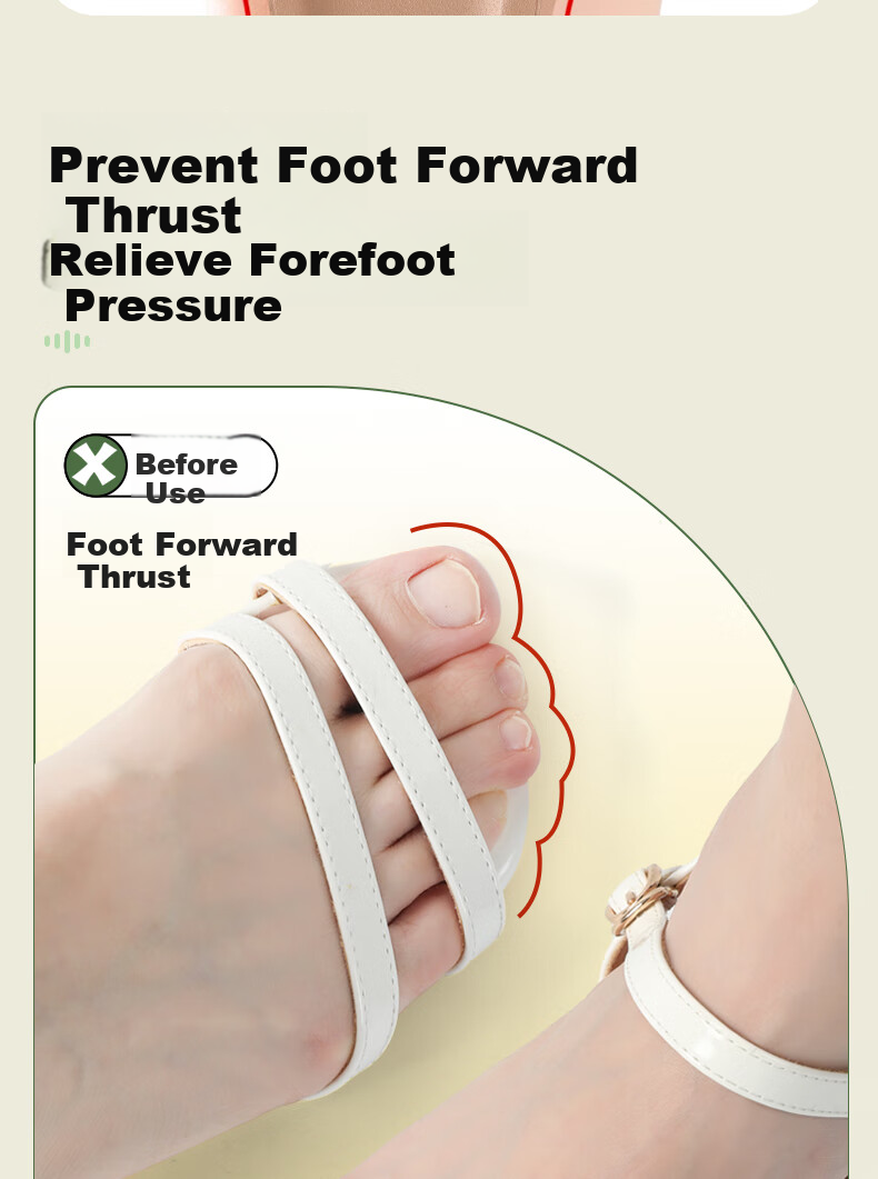 FOOTOPPO Summer Anti-Slip Sweat-Absorbing Self-Adhesive Soft Forefoot Insoles for Sandals, Seven-Point Insoles, High Heels, Long Standing 5