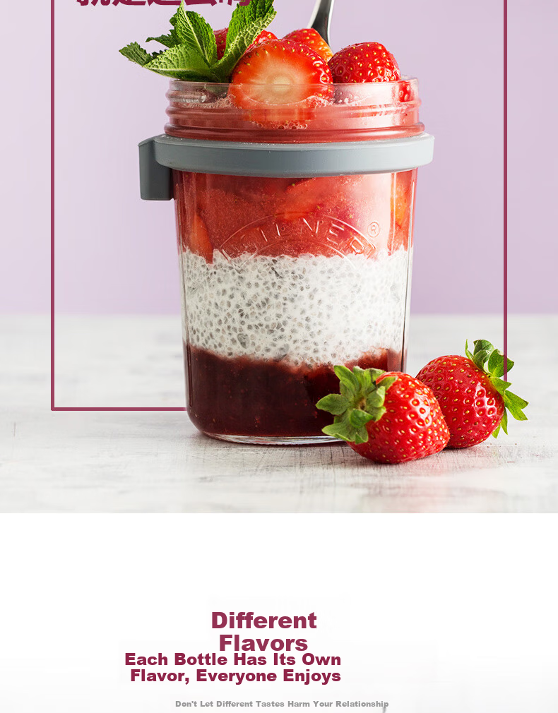 Kilner Overnight Oats Jar Glass Breakfast Cup Milk Cup Sealed Portable Food Grade with Measuring Lid and Spoon 350ml 5