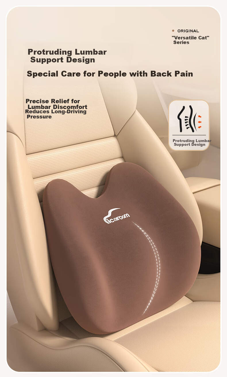 ICAROOM Car Headrest and Lumbar Support Set Memory Foam Neck Pillow Cervical Spine Cushion Car Waist Pillow Lumbar Support Cushion 6