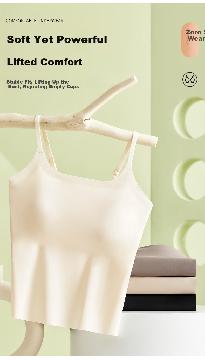 LangSha Women's Camisole Tank Top with Built-In Bra Pads, Wearable As Outer Layer Or Inner Wear, Thin Ice Silk Backless Undershirt 10