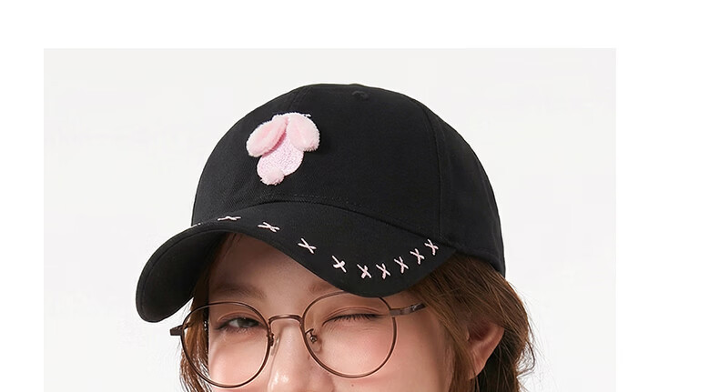 CACUSS Women's Duckbill Cap Spring Summer Cute Embroidered Little Rabbit Pure Cotton Soft Top Baseball Cap Playful Youthful Face-Slimming Dark Brown 14