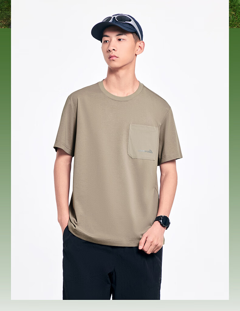 Erke Men's Crew Neck Short Sleeve Knit Shirt Summer Outdoor Antibacterial Sports T-Shirt Breathable Casual Base Layer Top 14