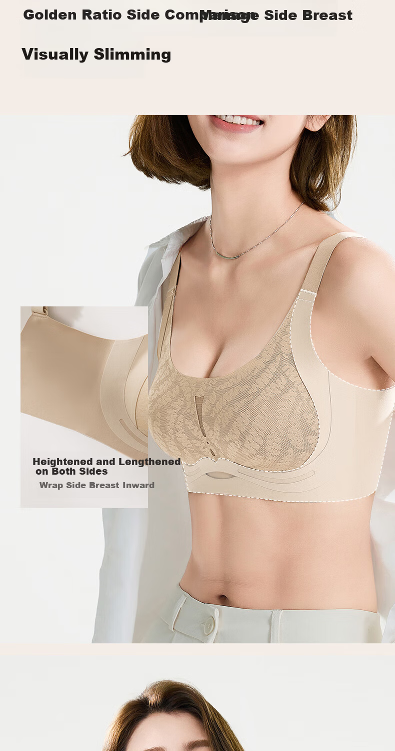 Haierman Women's Small Bust Push-Up Side Support Gravity Lift Seamless Wireless Printed Bra 9