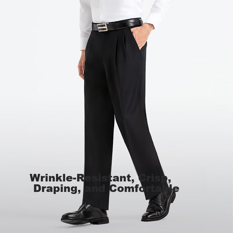 Langdeng Business Men's Formal Dress Pants Spring Autumn New Easy-Care Straight Slim Fit Commuter Suit Trousers for Men