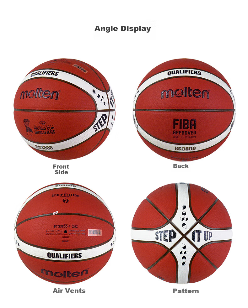 Molten Basketball Size 7 Men's Standard 2027 World Cup Qualifiers Replica B7G3100-Q5Z PU Campus Training Ball 8