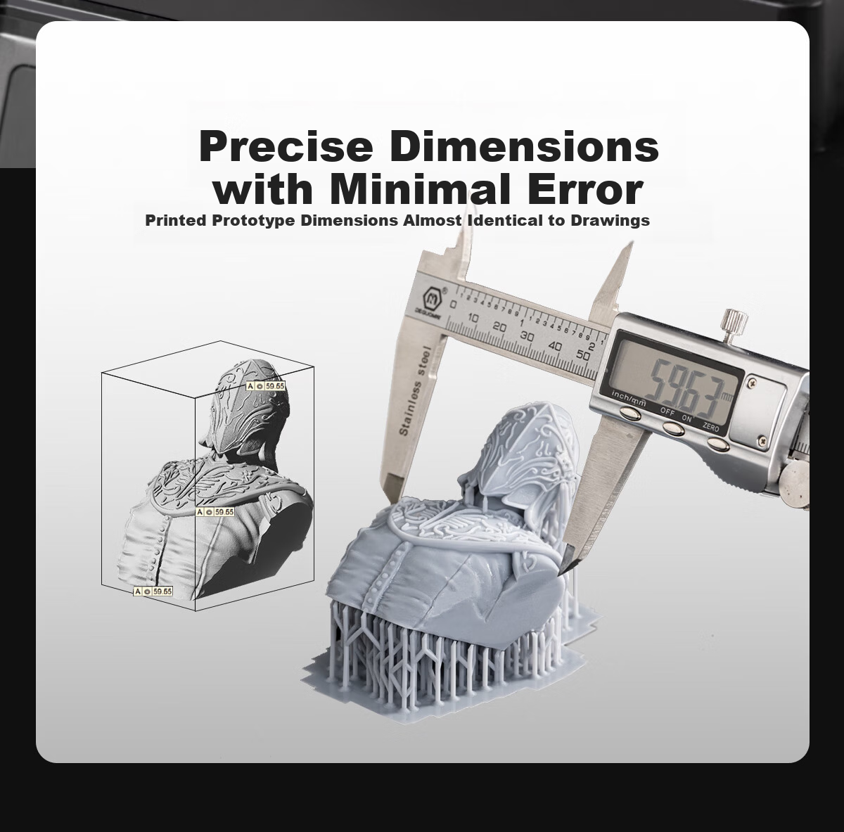 Caige Rigid Photocurable Resin 3D Printing Resin Material 405nm Wavelength LCD Compatible with Creality/Anycubic/Phrozen/Hege Printers 8