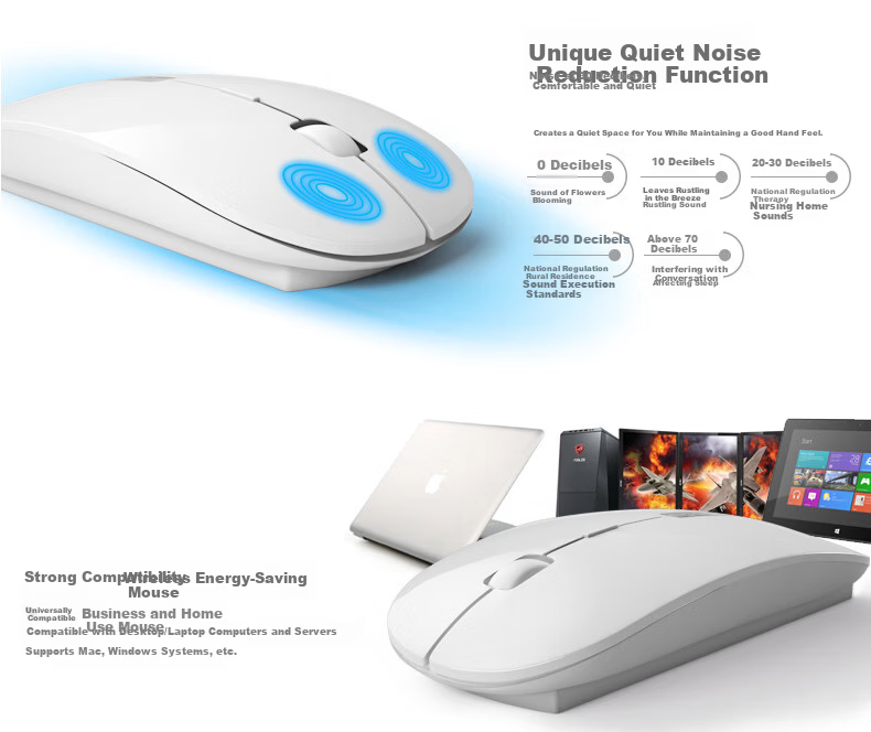B.O.W Hangshi HW098 Wireless Keyboard and Mouse Set for Laptop, External Desktop, Small Home Office, Silent USB Chocolate Portable 78-Key White 11