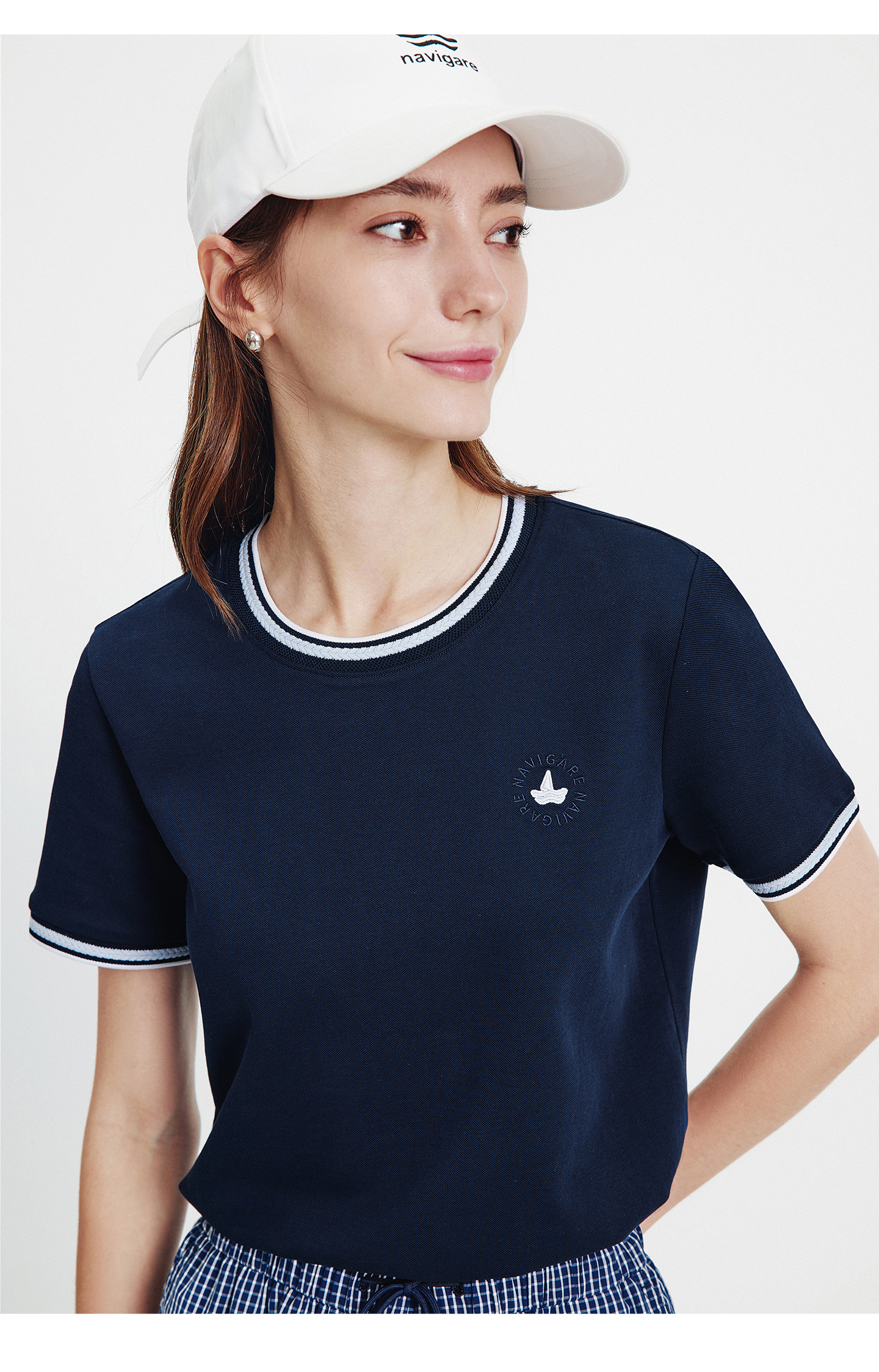 Navigare Small Sailboat Antibacterial Short Sleeve T-Shirt for Women 2026 New Mosquito-Repellent Commuter Casual Crew Neck Top 2325506501 25