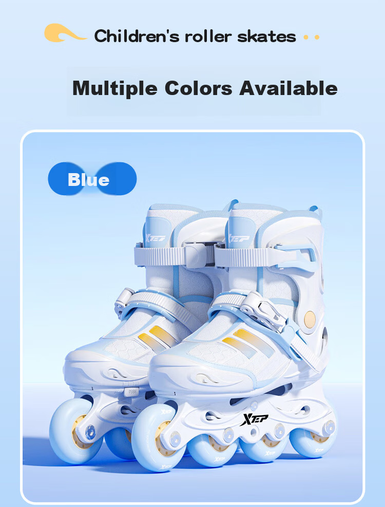 Xtep Kids Roller Skates Boys Girls Beginner Set Integrated Frame Inline Skating Shoes for Primary and Secondary School Courses 9