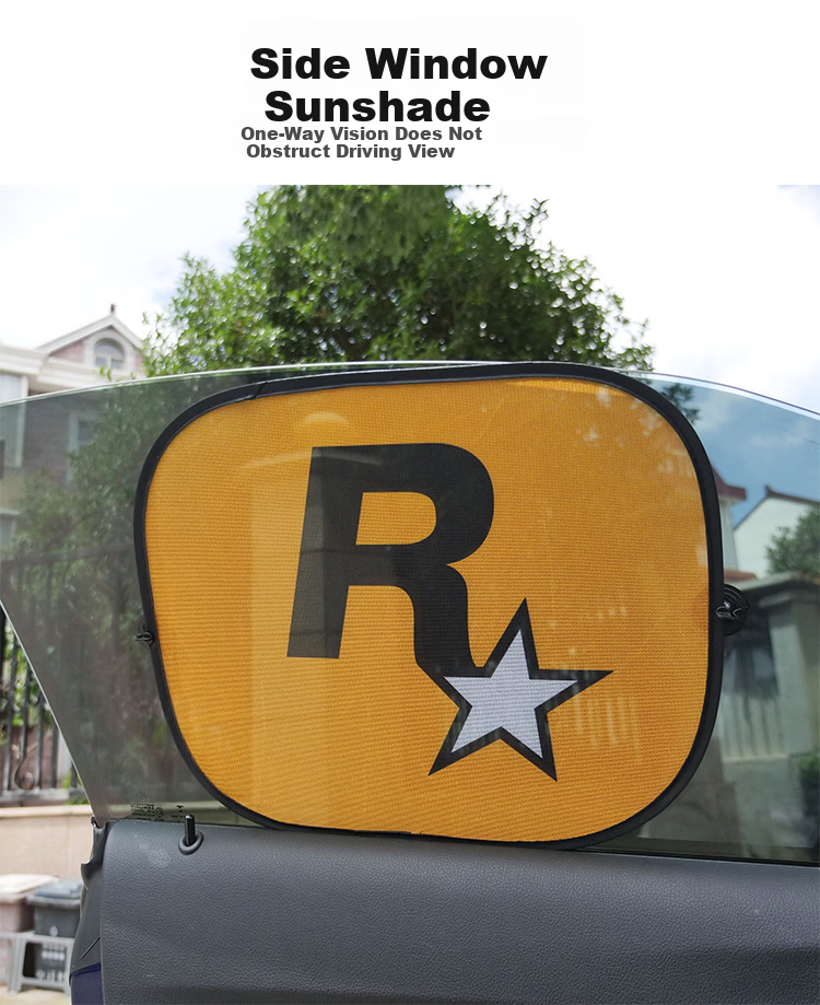 Digalun Car Side Window Sunshade Creative Vehicle Sunshade Mesh Curtain Suction Cup Solar Side Window Sunshade Board Heat Insulation Trendy R-Star Pair 1