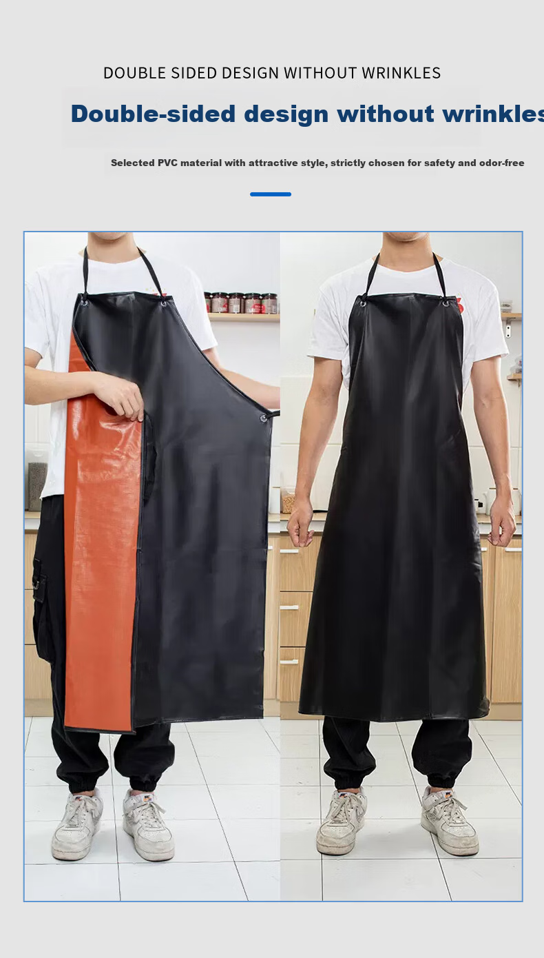 Caiyile Waterproof Apron Acid and Alkali Resistant Oil Resistant Extended Thickened PVC Double-layer Oil-proof Sleeveless Waist Apron Black and Red Composite 1 Piece 3350 4