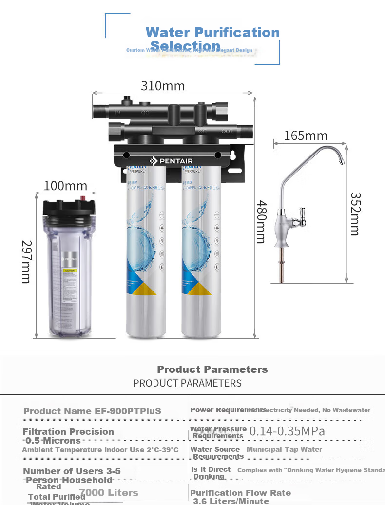 Everpure Home Water Purifier High-Precision Dual Filtration Retains Minerals Zero Waste No Electricity EF-900PT Plus 5
