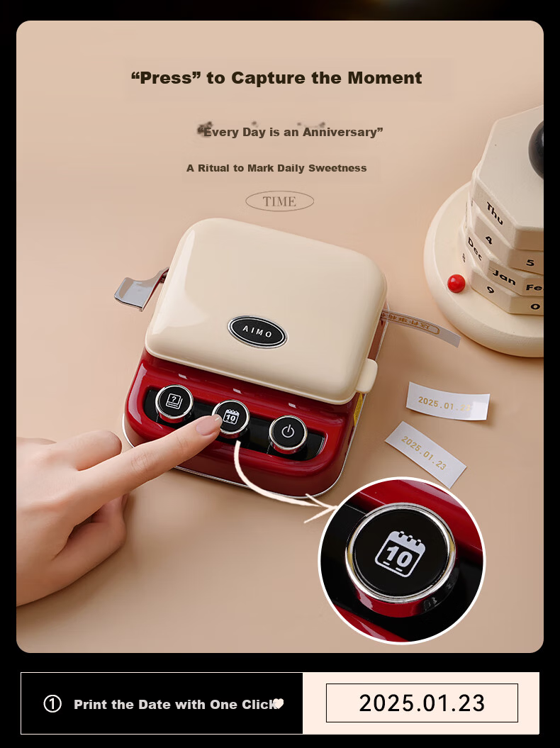 Aimo P15 Monet Garden Gift Box Women's Day Gift Heat Transfer Label Printer Home Carbon Ribbon Adhesive Name Sticker New Wedding Gift 2