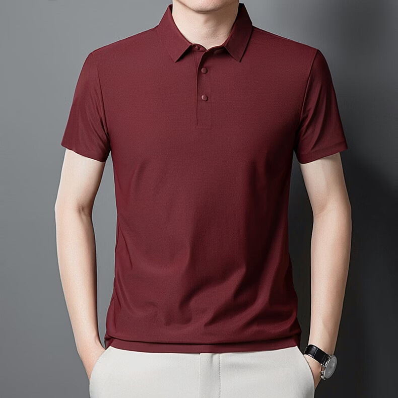 ROMON POLO Shirt Short Sleeve T-Shirt for Men, Sun Protection, Antibacterial, Moisture-Wicking, Ice-Cool Tech, Solid Color, Light Business Top, Medium 5XL 13