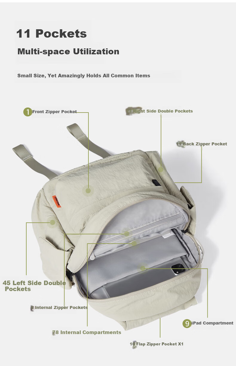 Mixi Casual Women's 14-Inch Small Lightweight Waterproof Travel Commuter Backpack High School Student Schoolbag 15