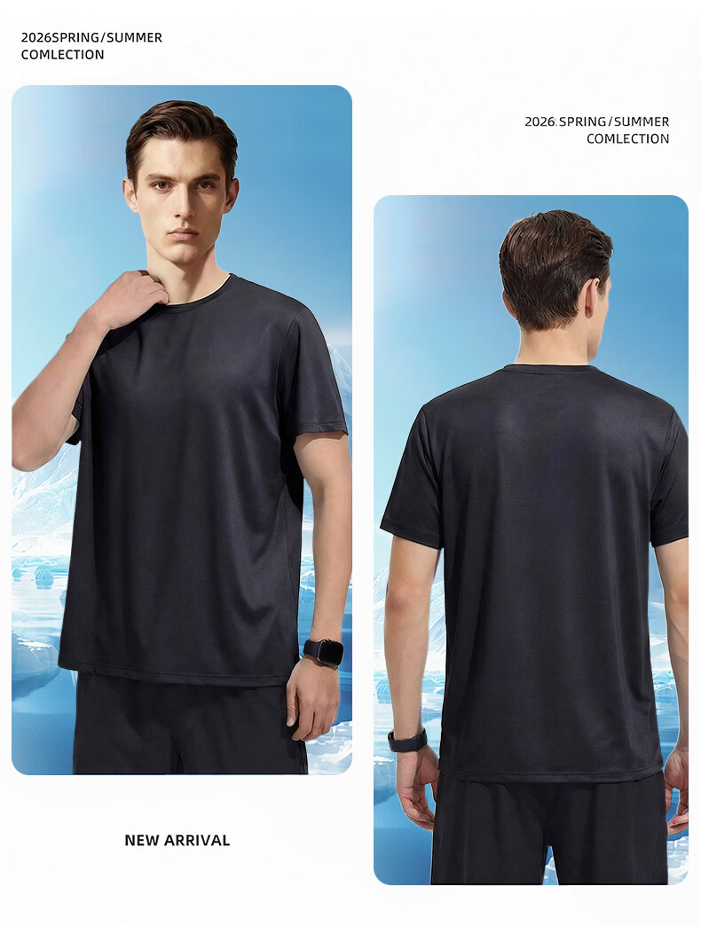 Langsha Men's Short Sleeve T-Shirt Summer Mesh Breathable Quick-Dry Ice Silk Running Sportswear Top 15