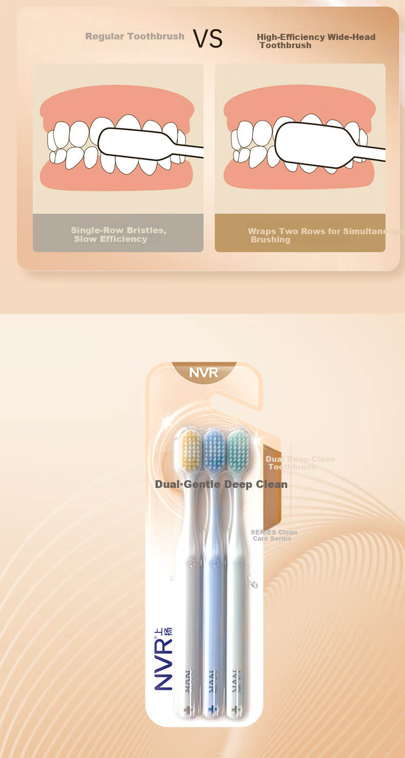 NVR Upward Soft Bristle Manual Toothbrush with Imported Charcoal Filaments Ultra-Fine Gum Care Reduces Plaque Oral Odor Bleeding Fresh Breath 4