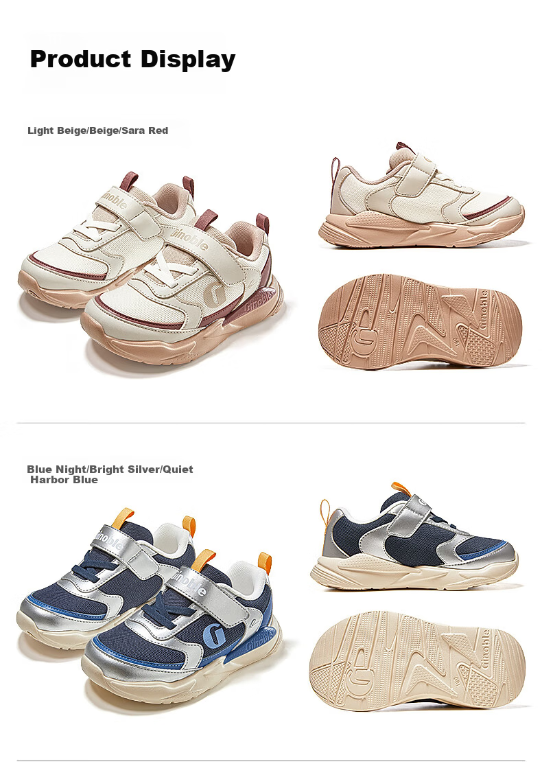 Ginoble Kids' Walking Shoes 2025 Spring Autumn Boys Girls Functional Shoes Breathable All-match Infant Toddler Shoes GW1803 Blue Night 11