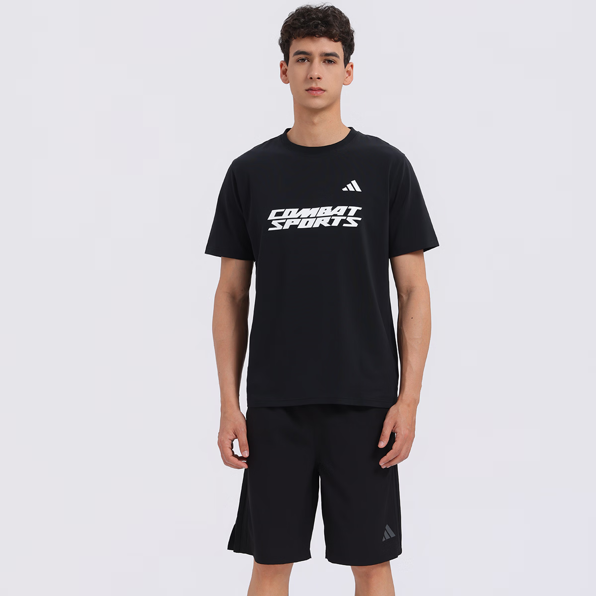 Adidas Men's Short Sleeve 2026 New Casual Sports Breathable Fashion Versatile Crew Neck T-Shirt Black/White S