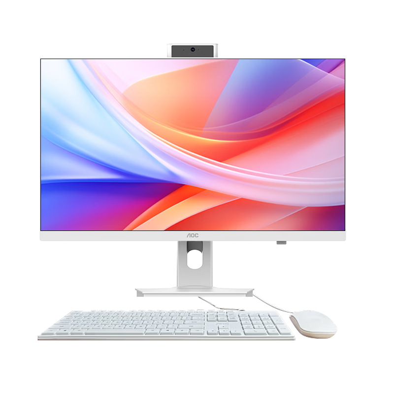 AOC All-in-One Desktop Computer 23.8-inch Office Home Online Learning PC (N95, 16GB RAM, 512GB SSD, Built-in Camera) White