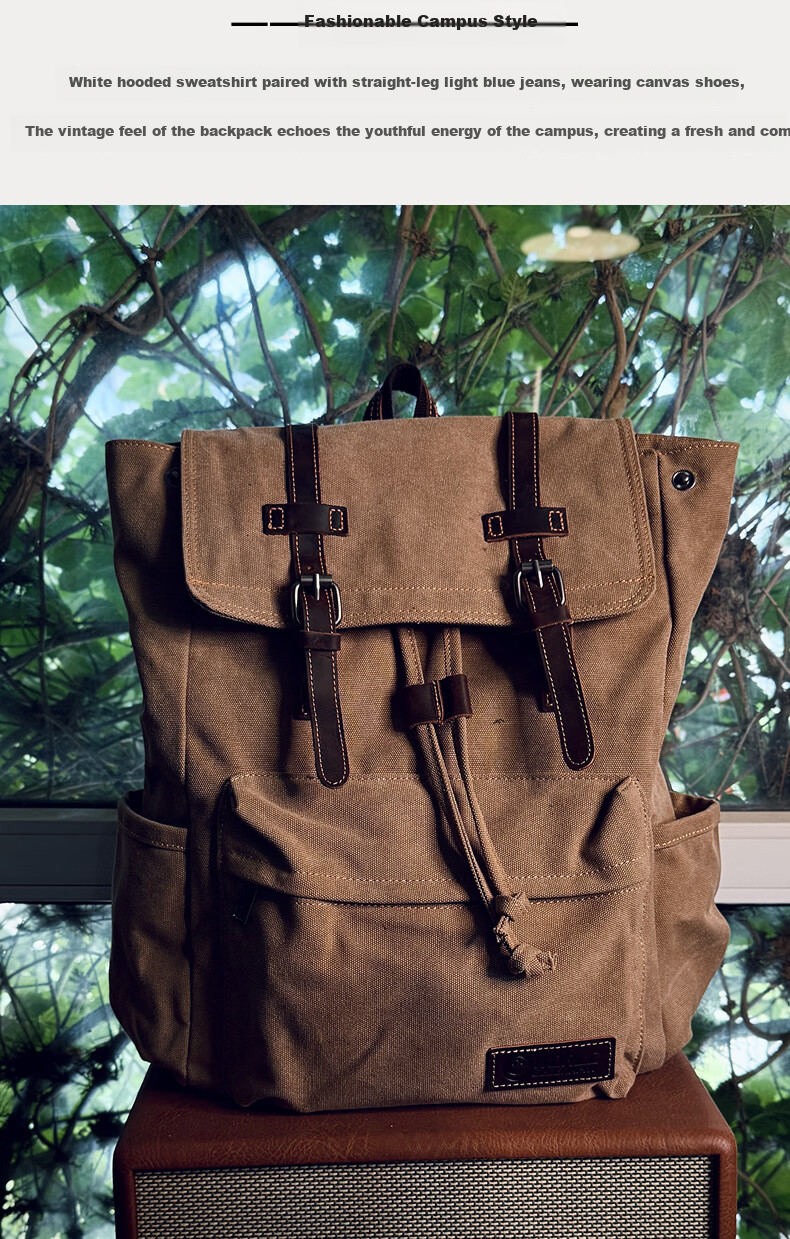 World Geography New Genuine Leather Canvas Backpack Unisex Large Capacity 15.6-inch Laptop Student School Bag Arctic Gray 5