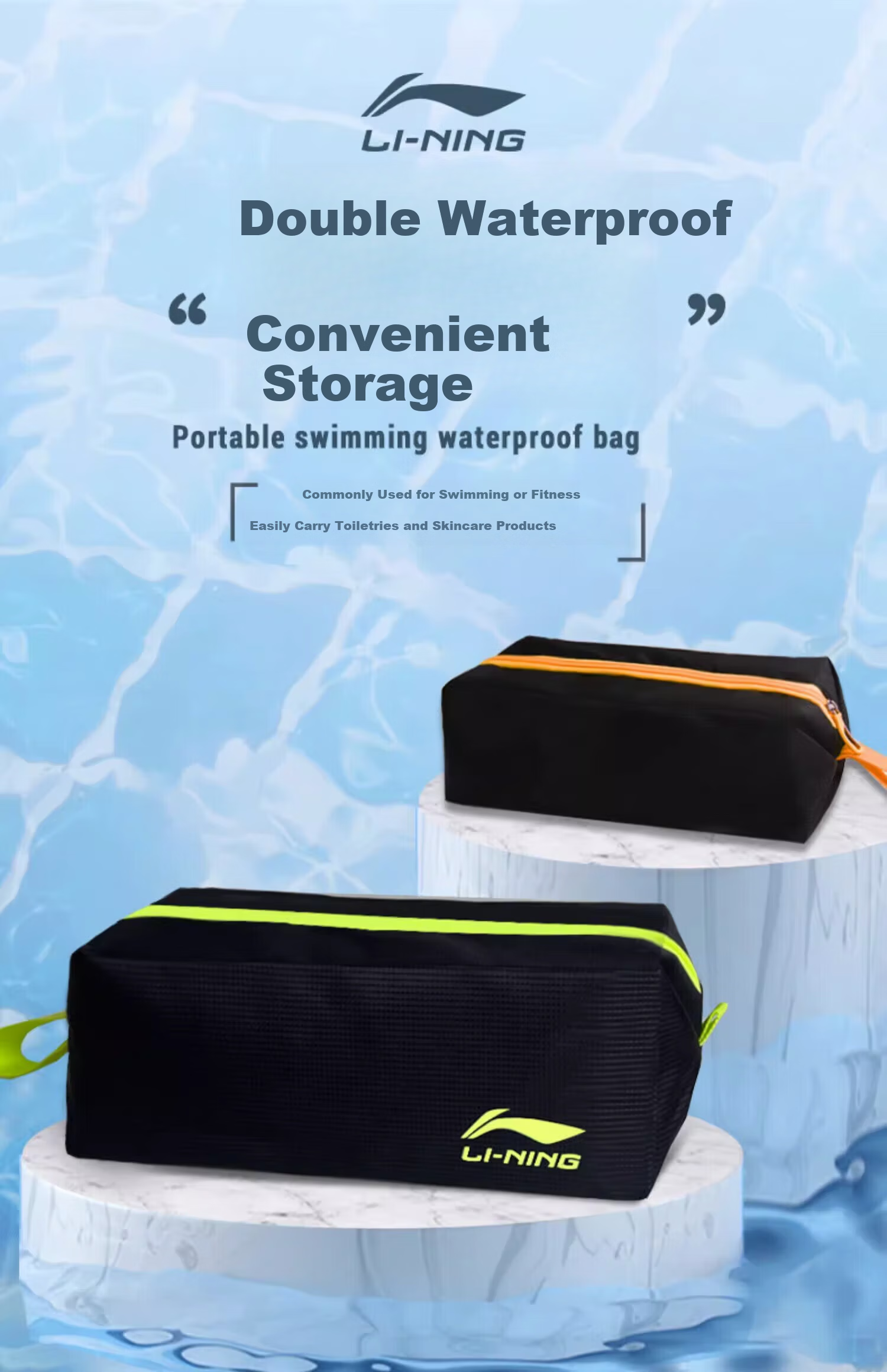 LI-NING Waterproof Swim Bag Dry and Wet Separation Beach Bag Large Capacity Toiletry Storage Bag Swimming Gear 1