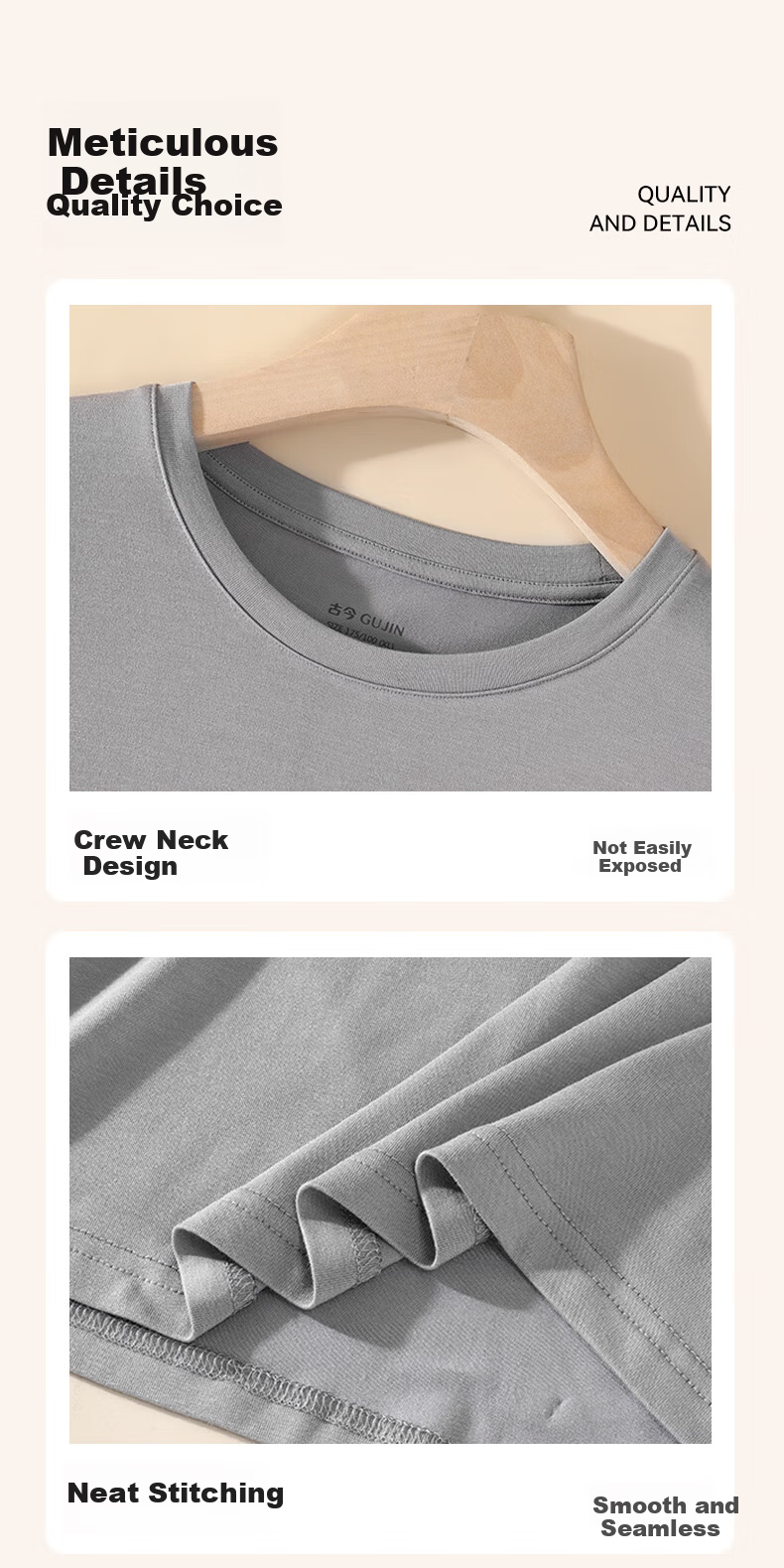 GUJIN Autumn Winter Thermal Underwear Set for Men Seamless Base Layer Top and Bottom 17