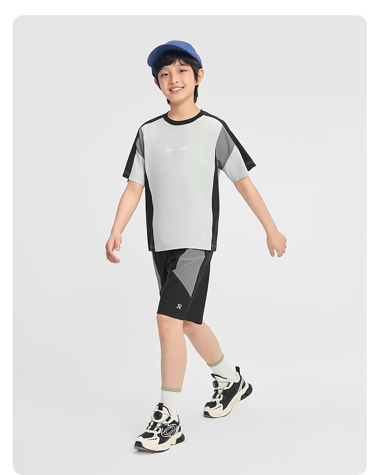 Balabala Boys Short Sleeve Set Children's Mid-to-Large Kids Two-Piece 2026 Spring Summer Quick-Dry Cooling Colorblock 52