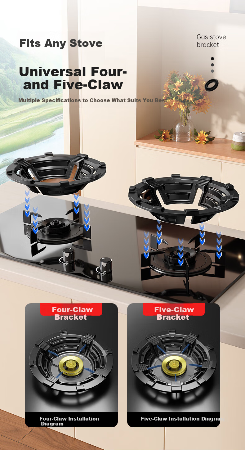 Muhouyingxiong Gas Stove Support Bracket, Thickened Anti-Slip Stand, Stove Base, Thickened Cast Iron Pot Rack, Wok Stand, Non-Slip Support, Universal Model 5