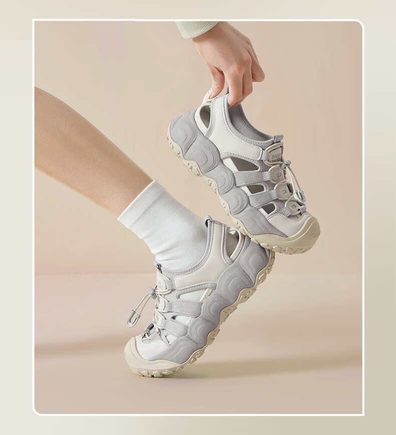 CAMEL Bamboo Stream Cute Hole Shoes Women Panda Collaboration Outdoor Breathable Sports Sandals L26M202035 Beige/Gray 37 13