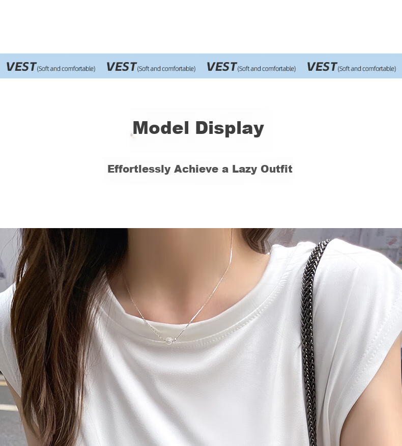 Modal White Loose Fit Tank Top Women Round Neck Racerback Sleeveless Shirt Outerwear Innerwear Base Layer All Seasons Plus Size 16