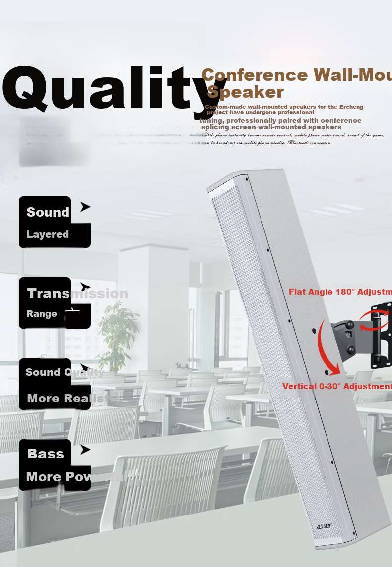 SHILE BX-408 White High-End Conference Wall-Mounted Column Speaker Multifunctional Exhibition Hall Large Conference 150W Passive Speaker Pair 3