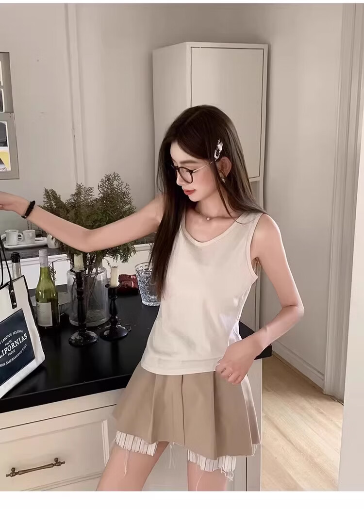 Langsha Cooling Snowflake Cotton Women's Vest Spring Loose Fit Side Coverage Camisole Sleeveless Casual Lazy Style Top 14