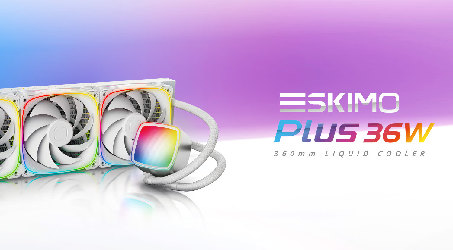 GeometricFuture Eskimo Plus CPU Liquid Cooler 360 Radiator White Dragon Scale 3003 Thick Fan High Performance aRGB Lighting AMD INTEL Platform 3